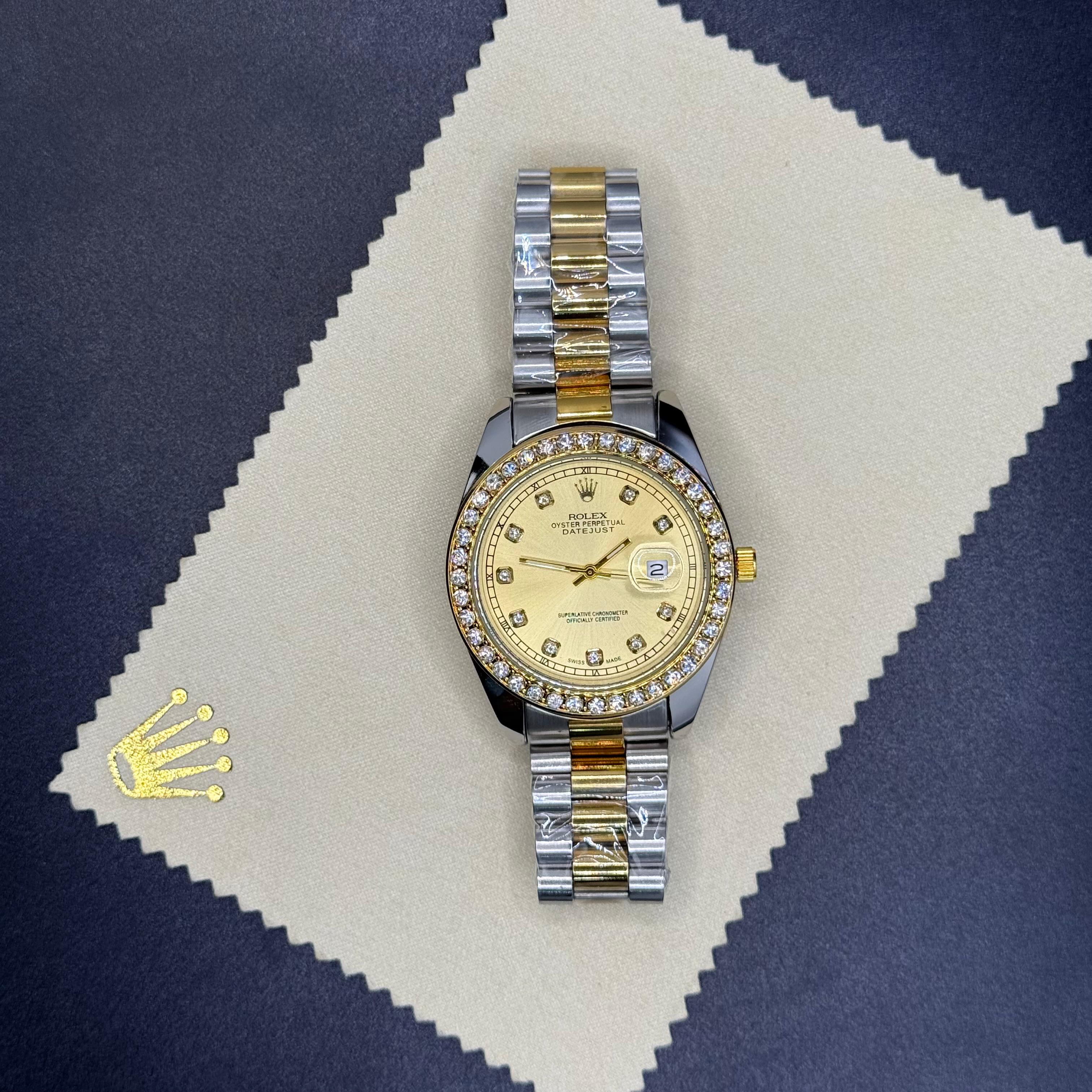 Rolex oyster perpetual truetone with golen dial with date