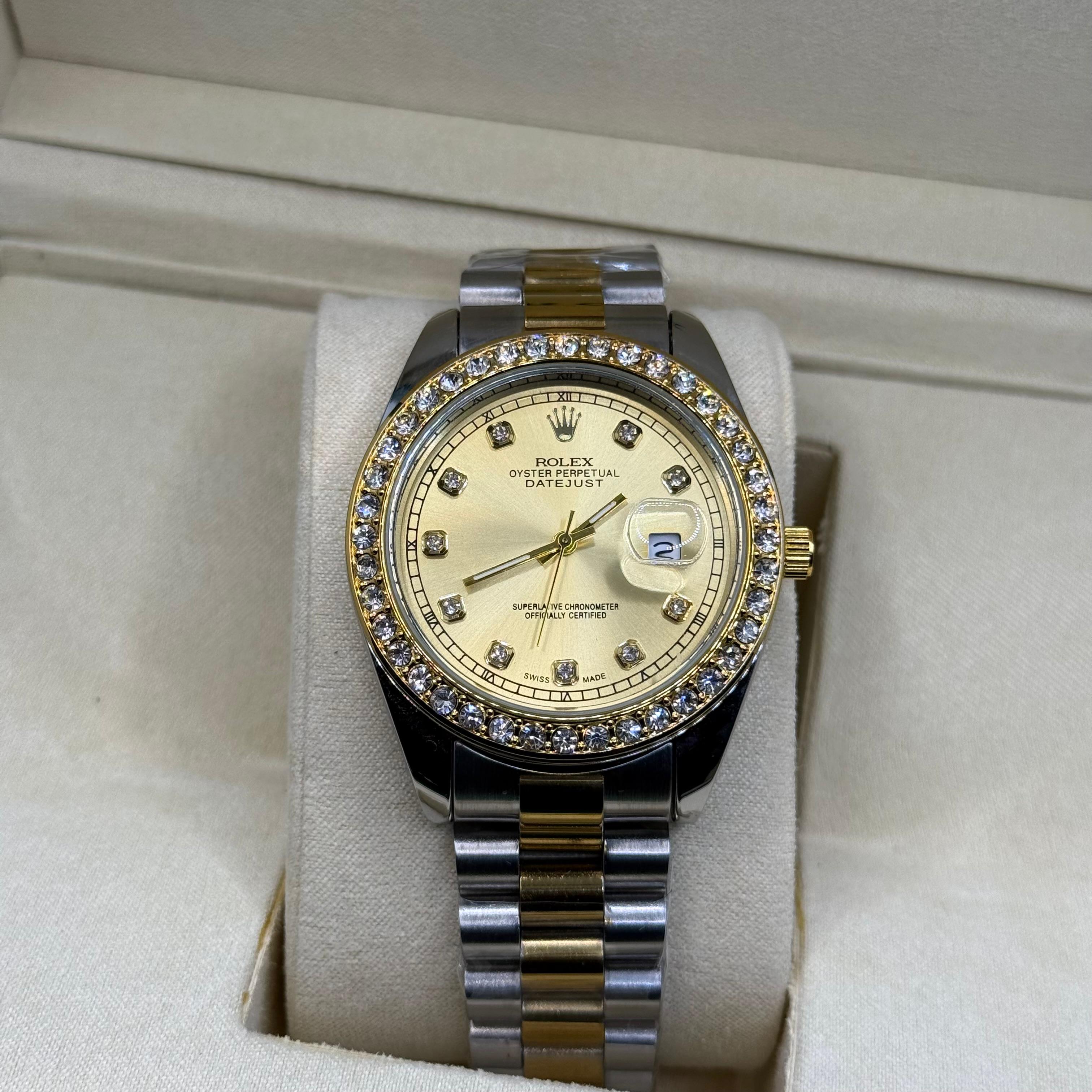 Rolex oyster perpetual truetone with golen dial with date