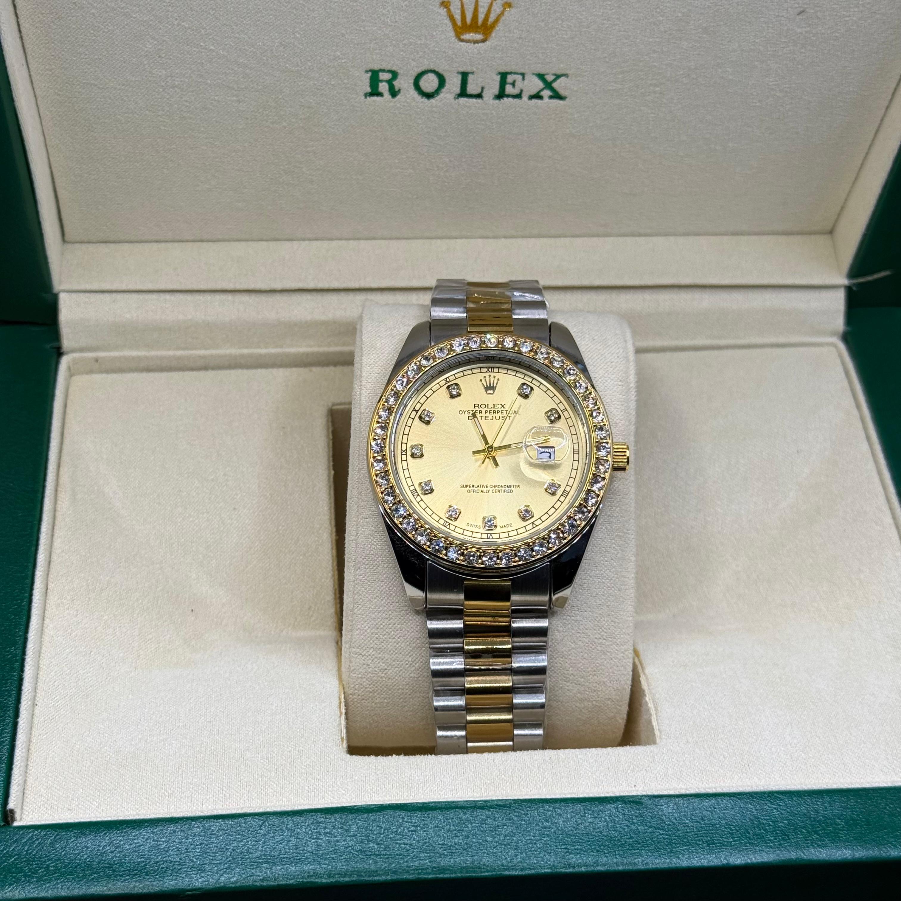 Rolex oyster perpetual truetone with golen dial with date
